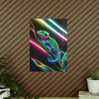 Neon Gecko Kunstposter – Farbintensives Wandbild - Poster bei HappyHugPixels