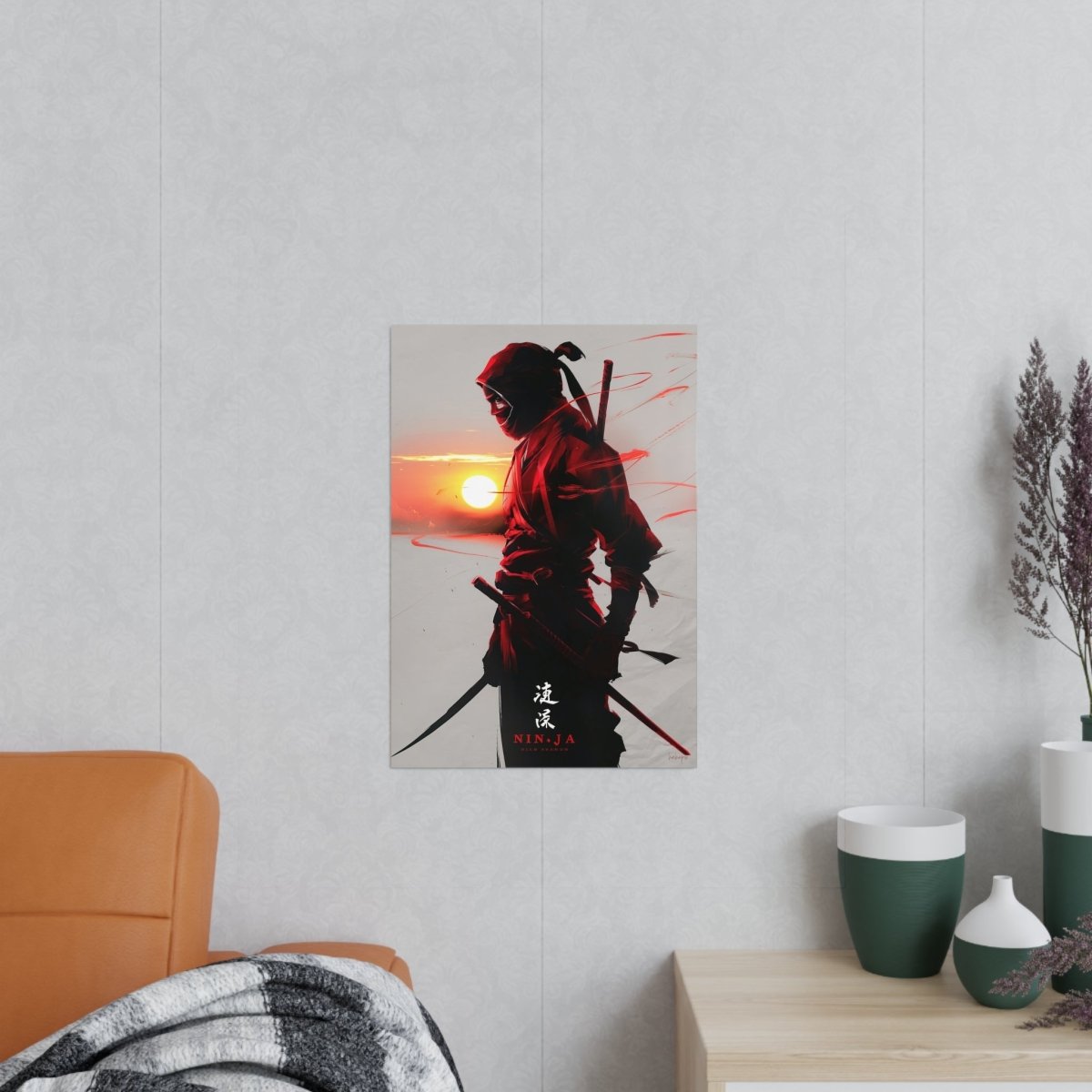 Ninja Gaming Poster - Episches Design mit Sonnenuntergang - Poster bei HappyHugPixels