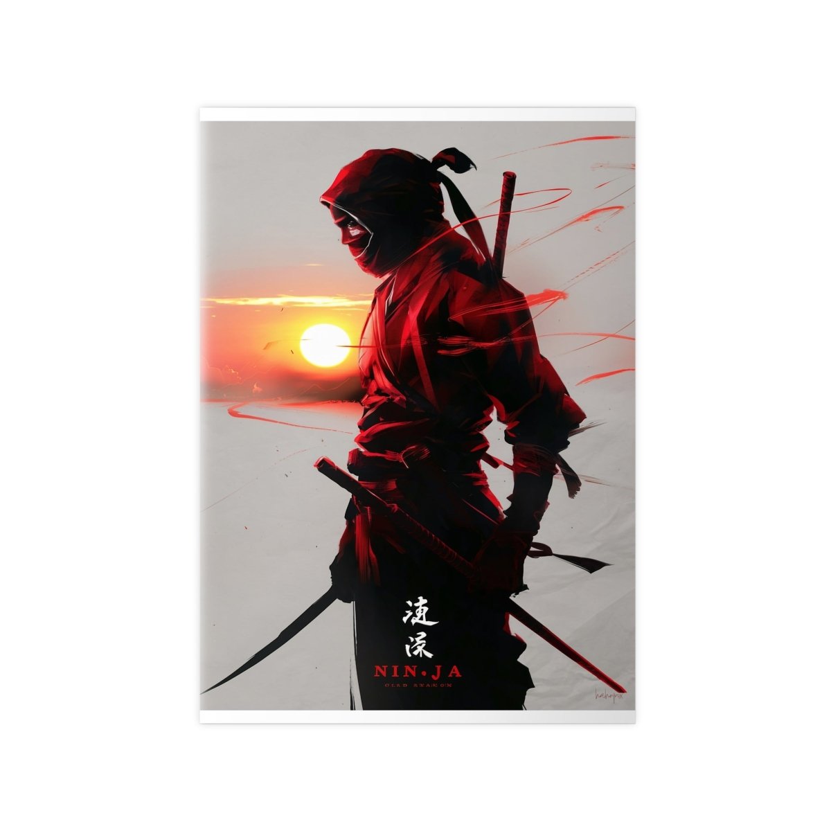 Ninja Gaming Poster - Episches Design mit Sonnenuntergang - Poster bei HappyHugPixels