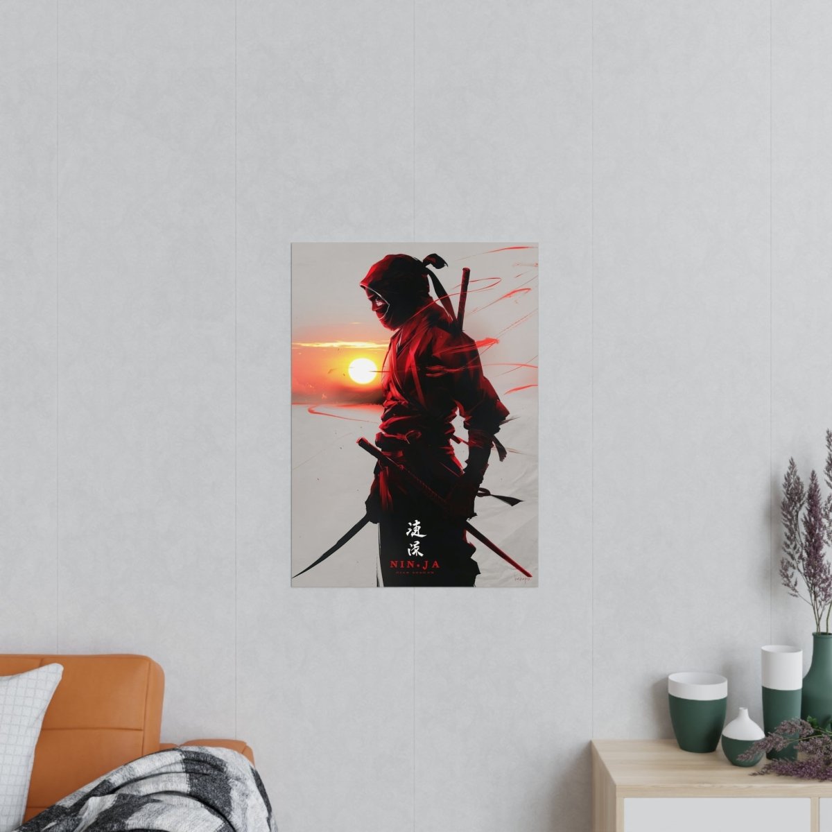 Ninja Gaming Poster - Episches Design mit Sonnenuntergang - Poster bei HappyHugPixels