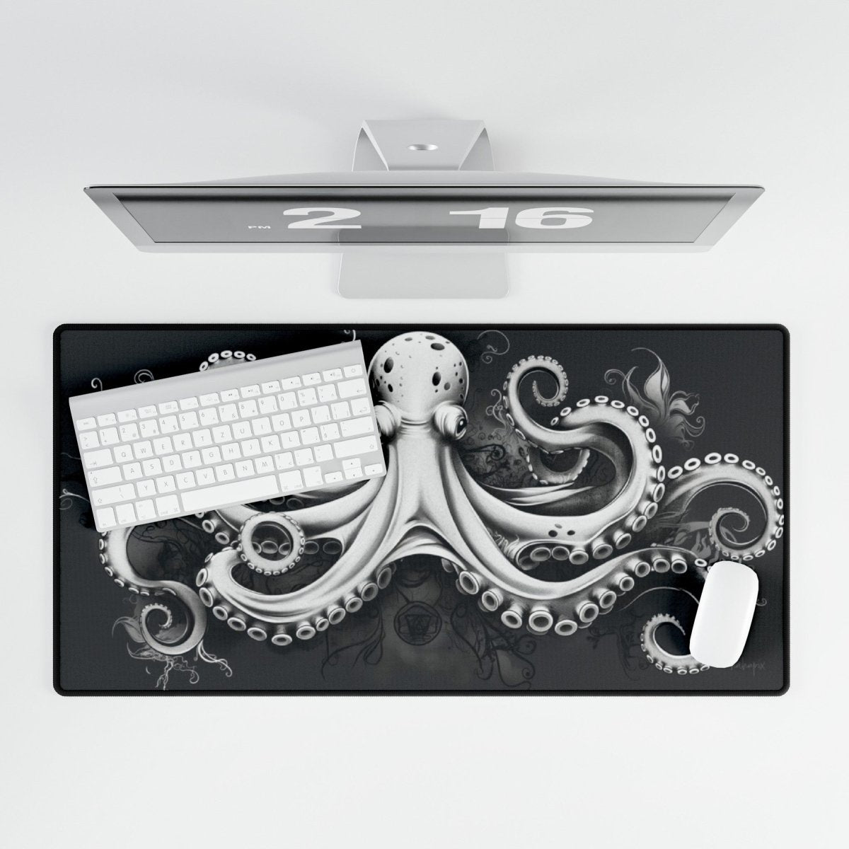 Oktopus XXL Gaming Mauspad - S/W Unterwasserwelt - Mousepad bei HappyHugPixels