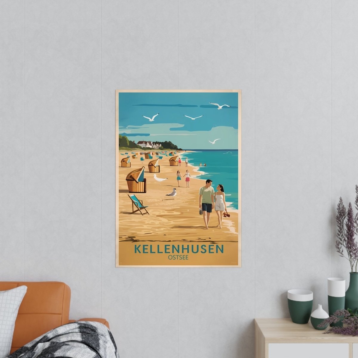 Ostsee Kellenhusen Retro Reiseposter: Vintage Strandleben - Poster bei HappyHugPixels