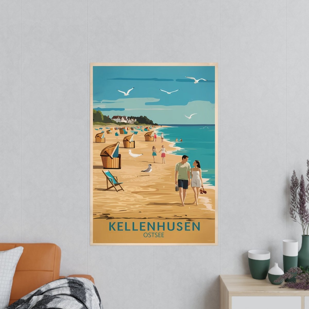 Ostsee Kellenhusen Retro Reiseposter: Vintage Strandleben - Poster bei HappyHugPixels