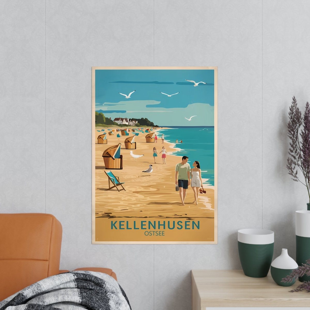 Ostsee Kellenhusen Retro Reiseposter: Vintage Strandleben - Poster bei HappyHugPixels