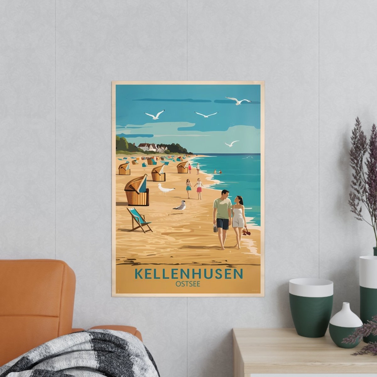 Ostsee Kellenhusen Retro Reiseposter: Vintage Strandleben - Poster bei HappyHugPixels