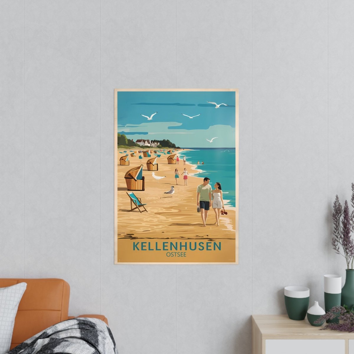 Ostsee Kellenhusen Retro Reiseposter: Vintage Strandleben - Poster bei HappyHugPixels