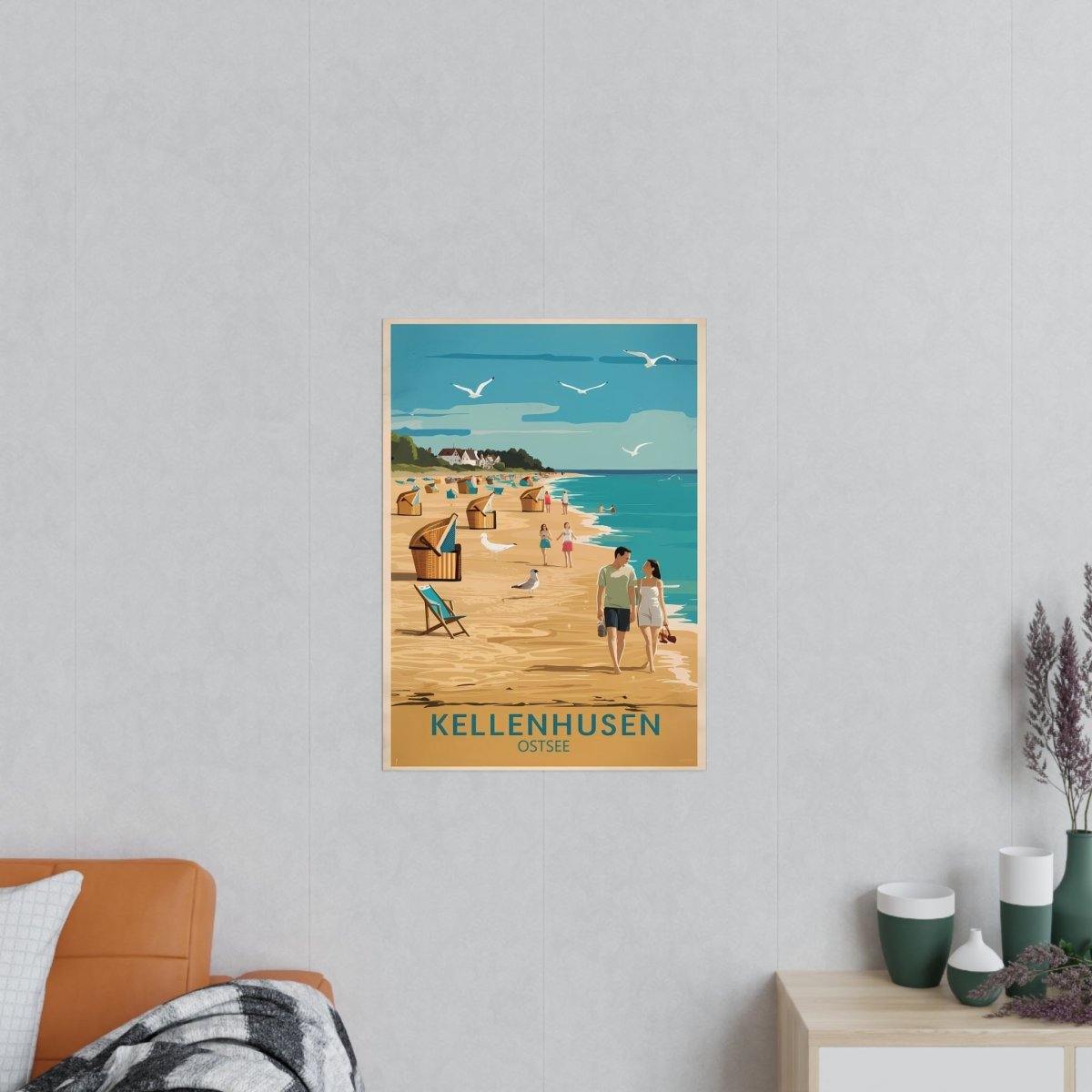 Ostsee Kellenhusen Retro Reiseposter: Vintage Strandleben - Poster bei HappyHugPixels