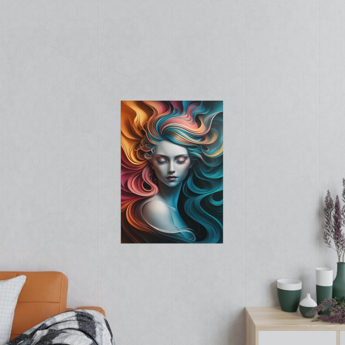 Paperquilling Kunstposter - Elegante Frau mit geschlossenen Augen - Poster bei HappyHugPixels