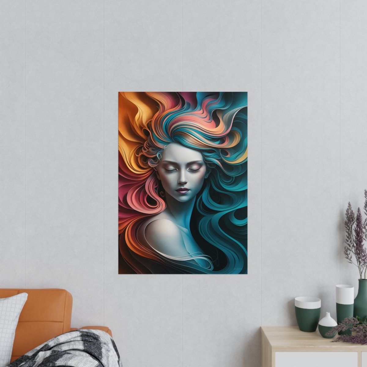 Paperquilling Kunstposter - Elegante Frau mit geschlossenen Augen - Poster bei HappyHugPixels