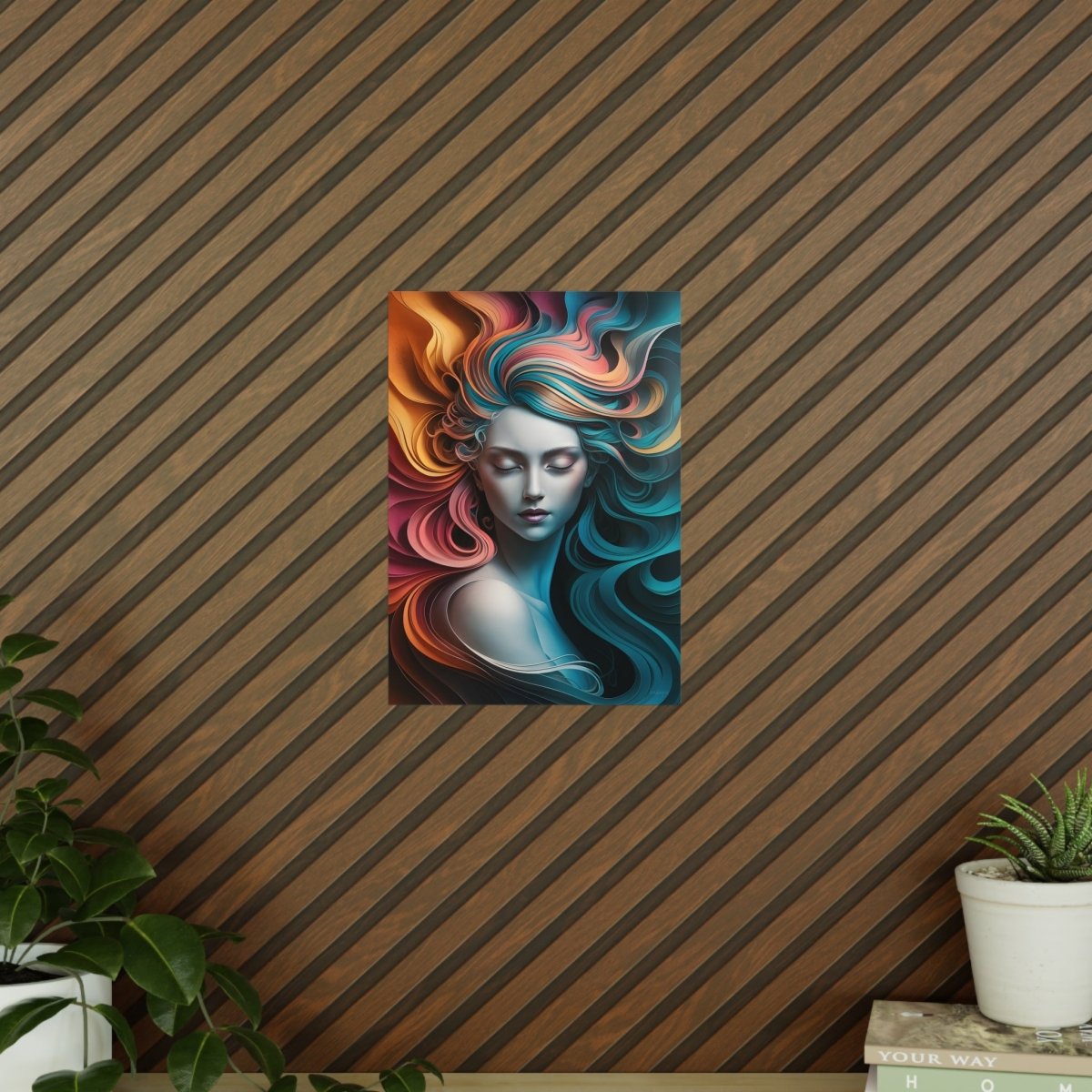 Paperquilling Kunstposter - Elegante Frau mit geschlossenen Augen - Poster bei HappyHugPixels