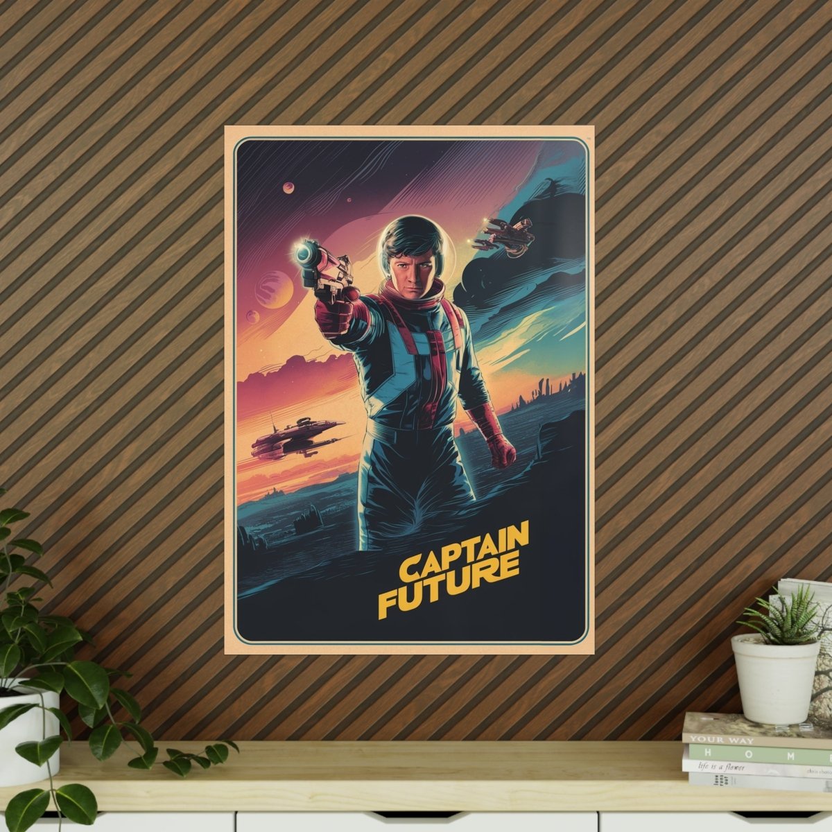 Retro Sci - Fi Gaming Poster - Captain Future - KI Illustration - Poster bei HappyHugPixels