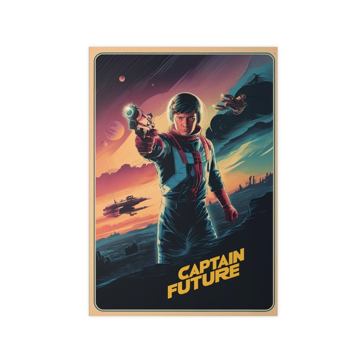 Retro Sci - Fi Gaming Poster - Captain Future - KI Illustration - Poster bei HappyHugPixels