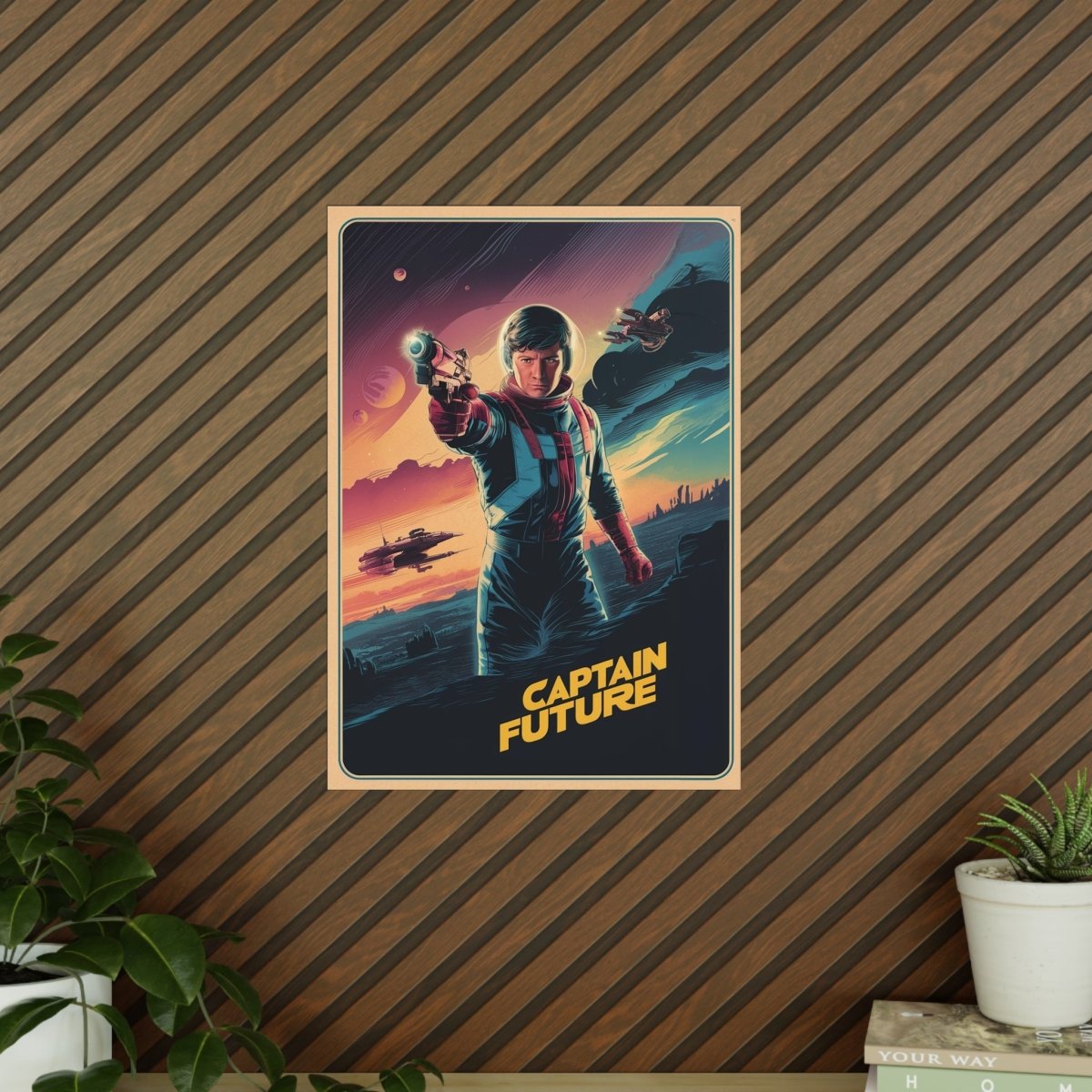 Retro Sci - Fi Gaming Poster - Captain Future - KI Illustration - Poster bei HappyHugPixels