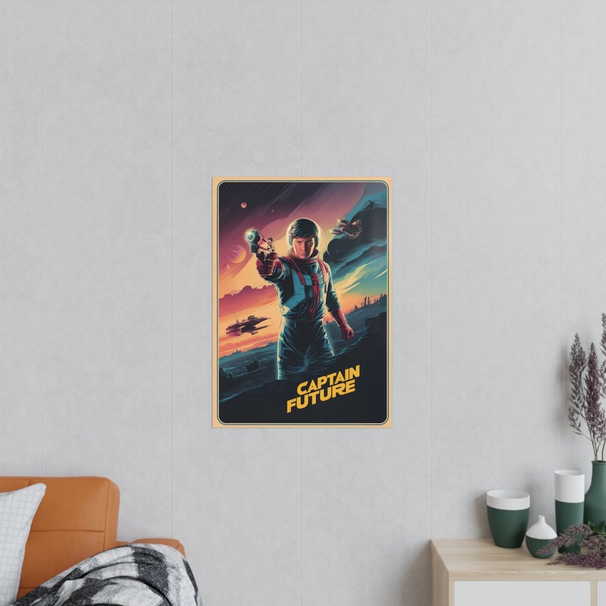 Retro Sci - Fi Gaming Poster - Captain Future - KI Illustration - Poster bei HappyHugPixels