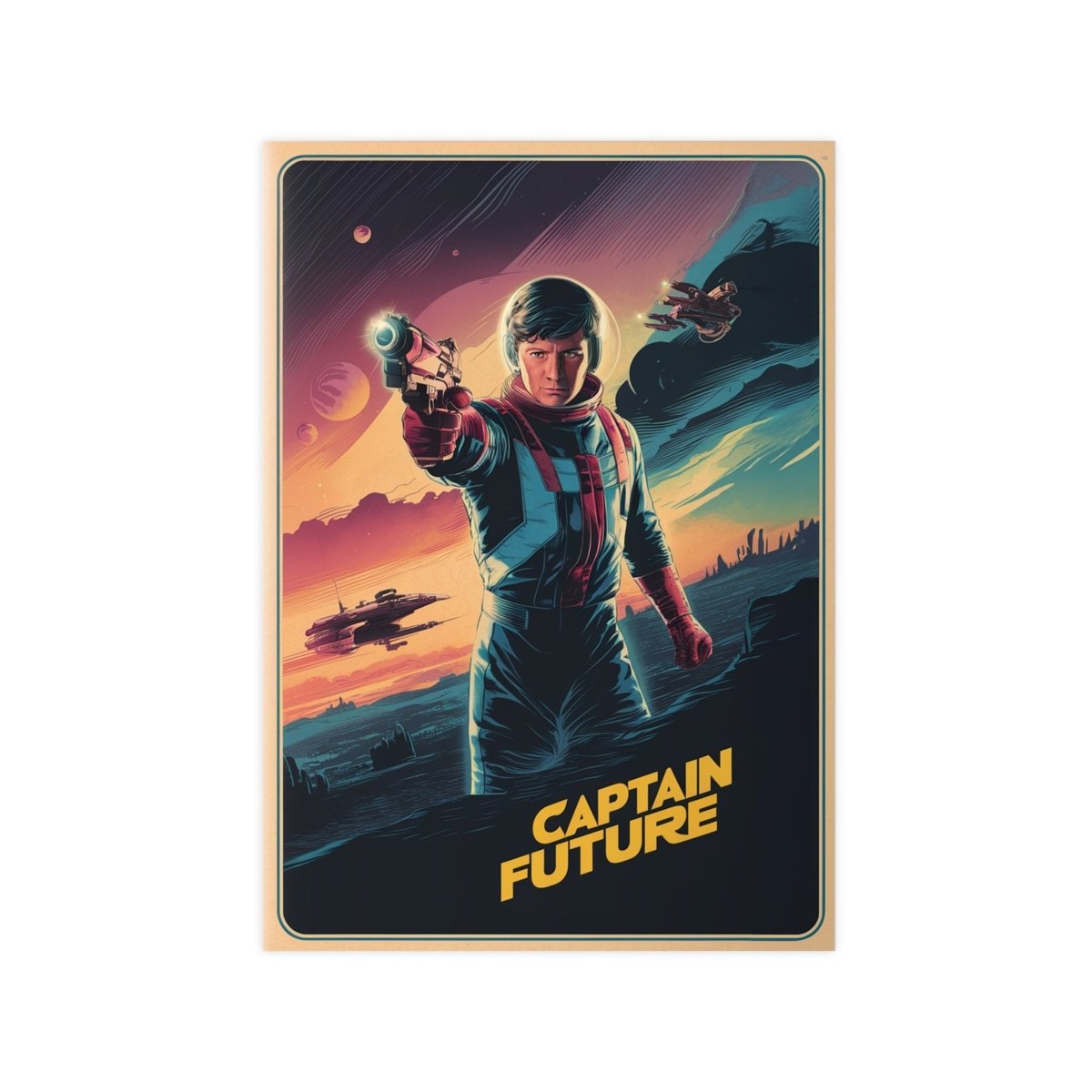 Retro Sci - Fi Gaming Poster - Captain Future - KI Illustration - Poster bei HappyHugPixels