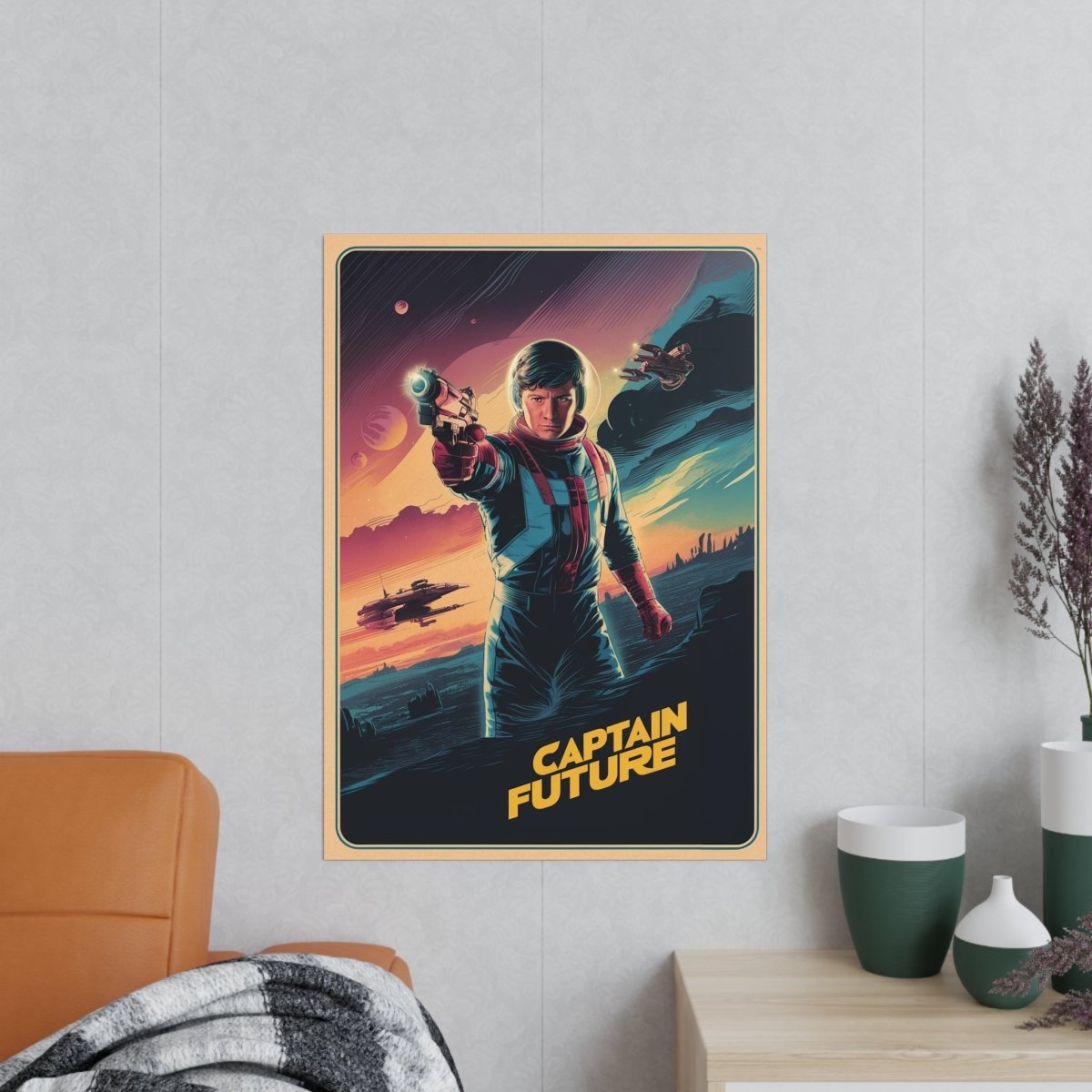 Retro Sci - Fi Gaming Poster - Captain Future - KI Illustration - Poster bei HappyHugPixels