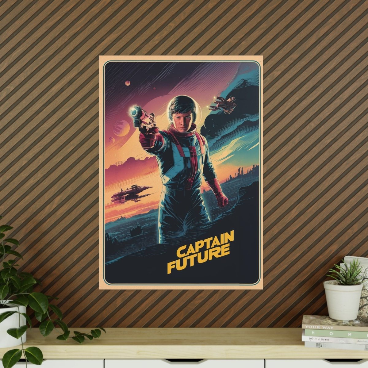 Retro Sci - Fi Gaming Poster - Captain Future - KI Illustration - Poster bei HappyHugPixels