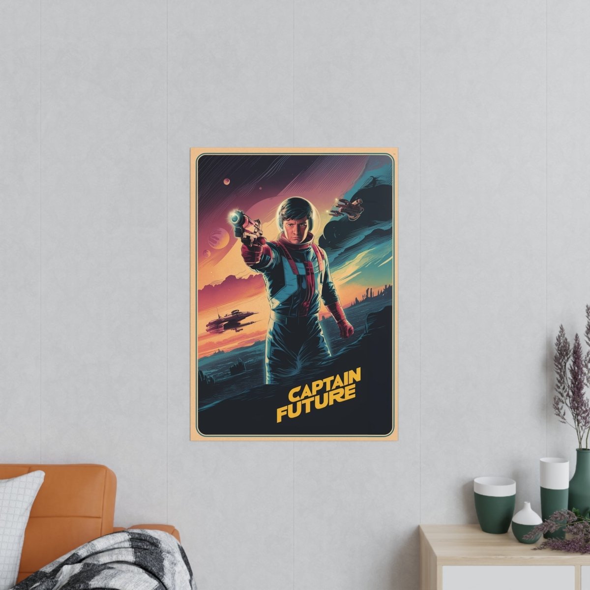 Retro Sci - Fi Gaming Poster - Captain Future - KI Illustration - Poster bei HappyHugPixels