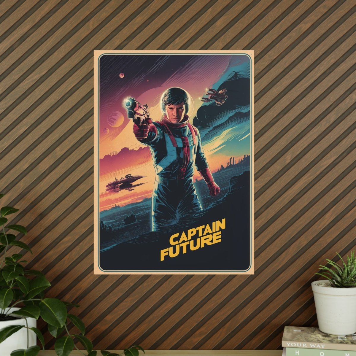 Retro Sci - Fi Gaming Poster - Captain Future - KI Illustration - Poster bei HappyHugPixels