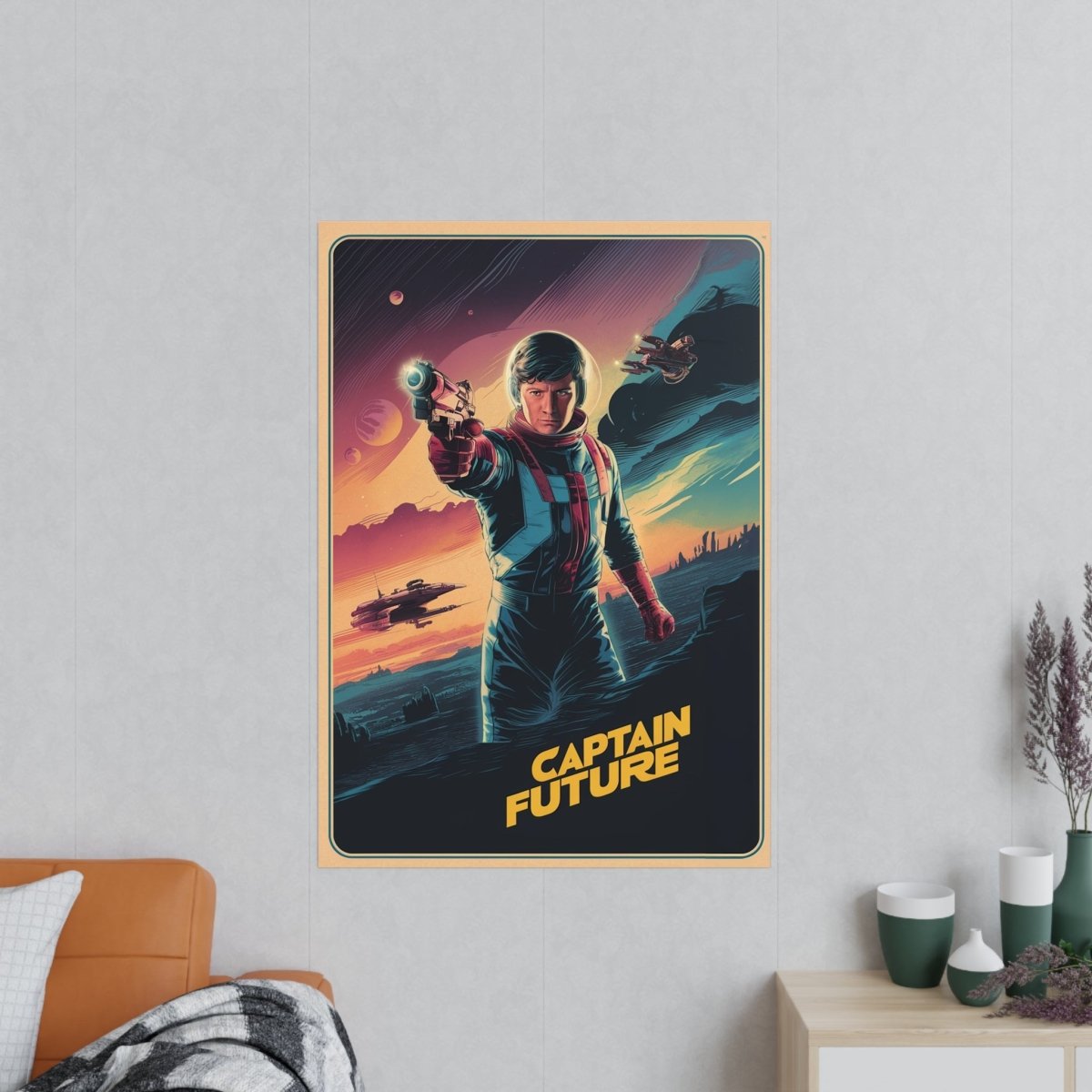 Retro Sci - Fi Gaming Poster - Captain Future - KI Illustration - Poster bei HappyHugPixels