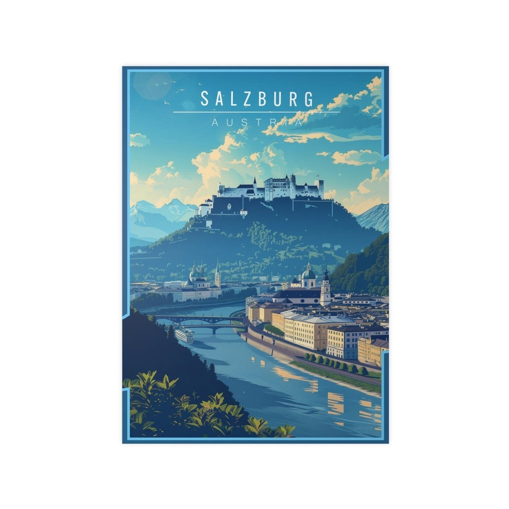 Salzburg Travelposter - Historische Stadtansicht Österreich - Poster bei HappyHugPixels