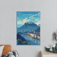 Salzburg Travelposter - Historische Stadtansicht Österreich - Poster bei HappyHugPixels