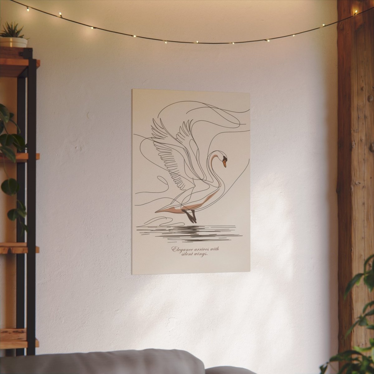 Schwan Leinwand Bild "Stille Eleganz" – Line Draw - Ästhetik und Ruhe - Canvas bei HappyHugPixels