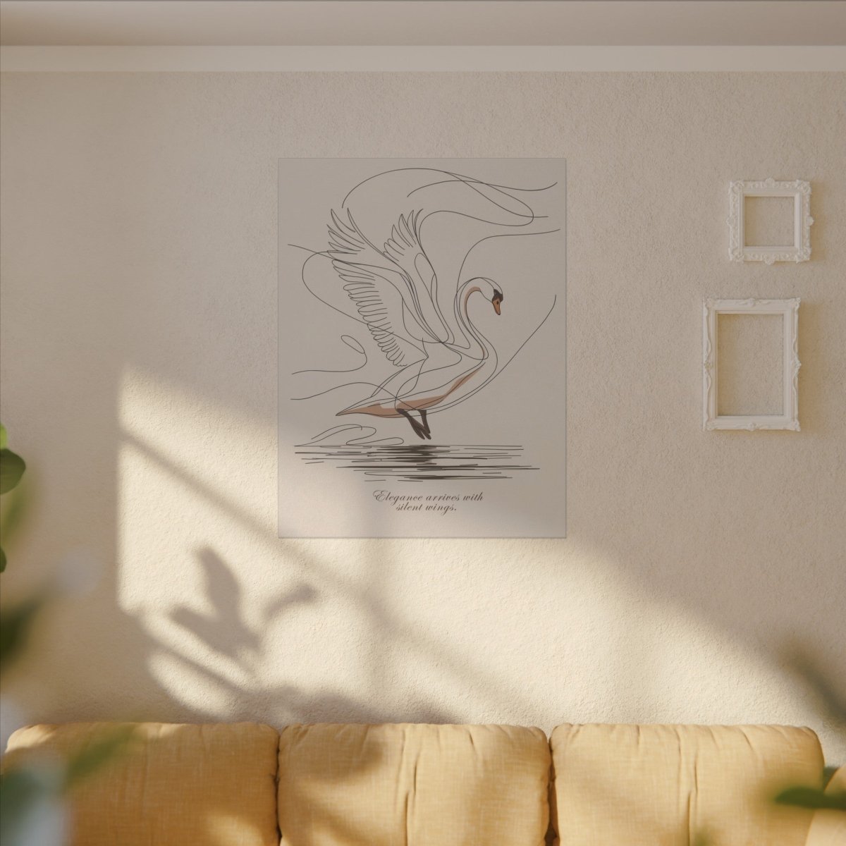 Schwan Leinwand Bild "Stille Eleganz" – Line Draw - Ästhetik und Ruhe - Canvas bei HappyHugPixels