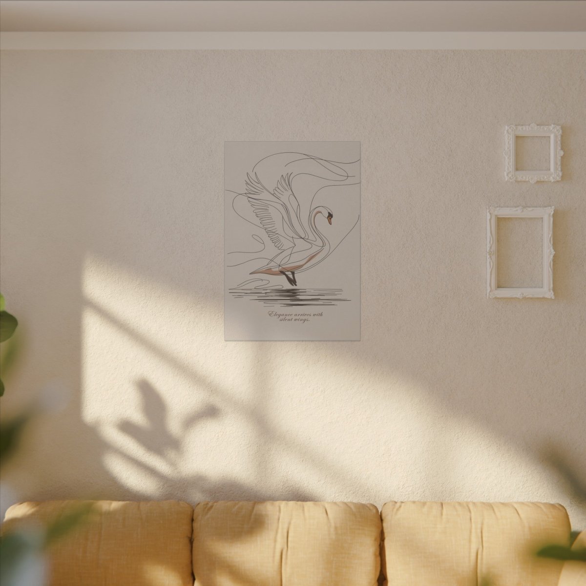 Schwan Leinwand Bild "Stille Eleganz" – Line Draw - Ästhetik und Ruhe - Canvas bei HappyHugPixels