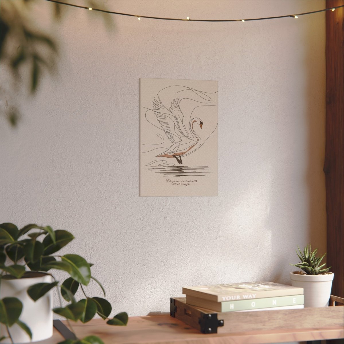 Schwan Leinwand Bild "Stille Eleganz" – Line Draw - Ästhetik und Ruhe - Canvas bei HappyHugPixels