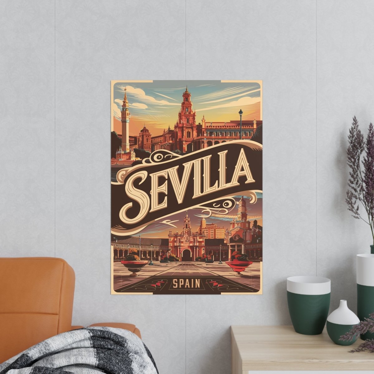 Sevilla Poster - Vintage Reiseposter Spanien Wanddekoration - Poster bei HappyHugPixels