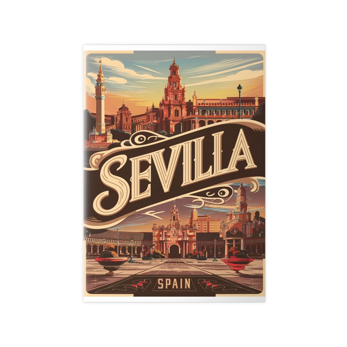 Sevilla Poster - Vintage Reiseposter Spanien Wanddekoration - Poster bei HappyHugPixels