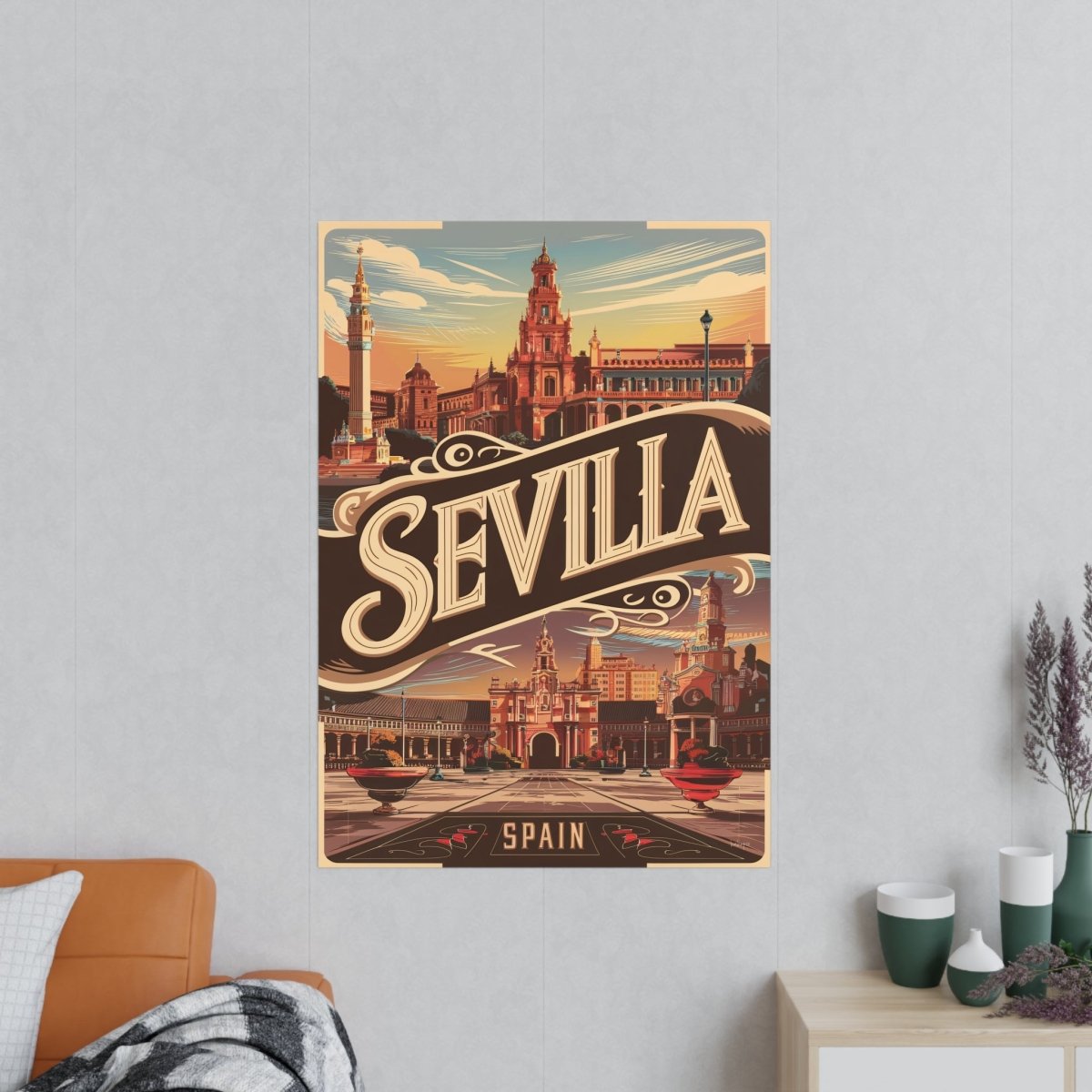 Sevilla Poster - Vintage Reiseposter Spanien Wanddekoration - Poster bei HappyHugPixels