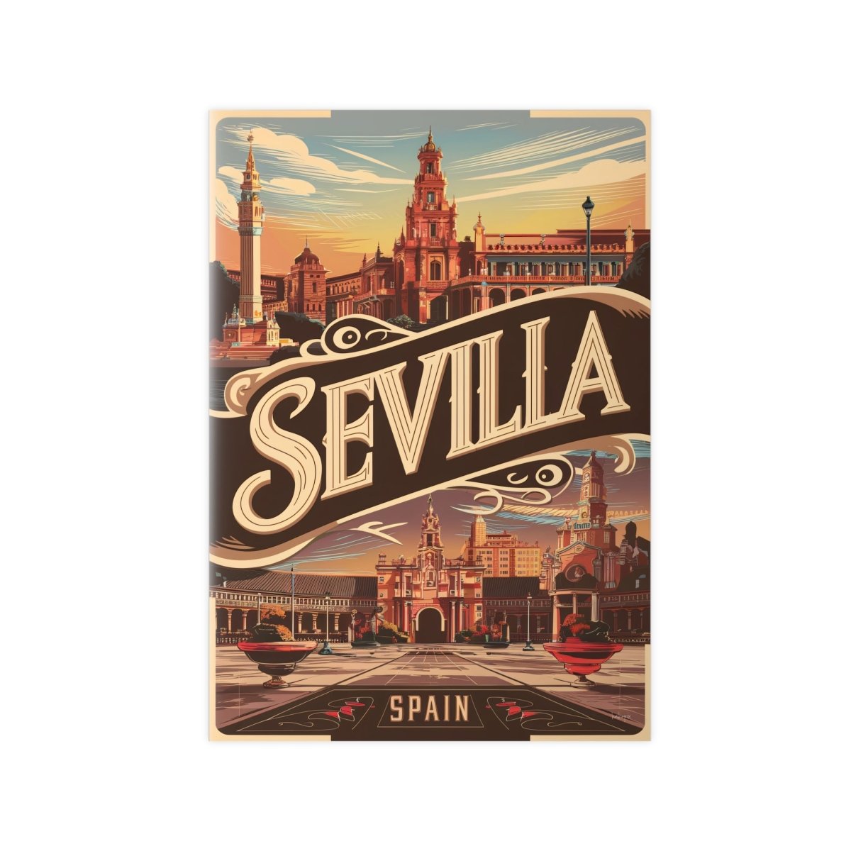 Sevilla Poster - Vintage Reiseposter Spanien Wanddekoration - Poster bei HappyHugPixels