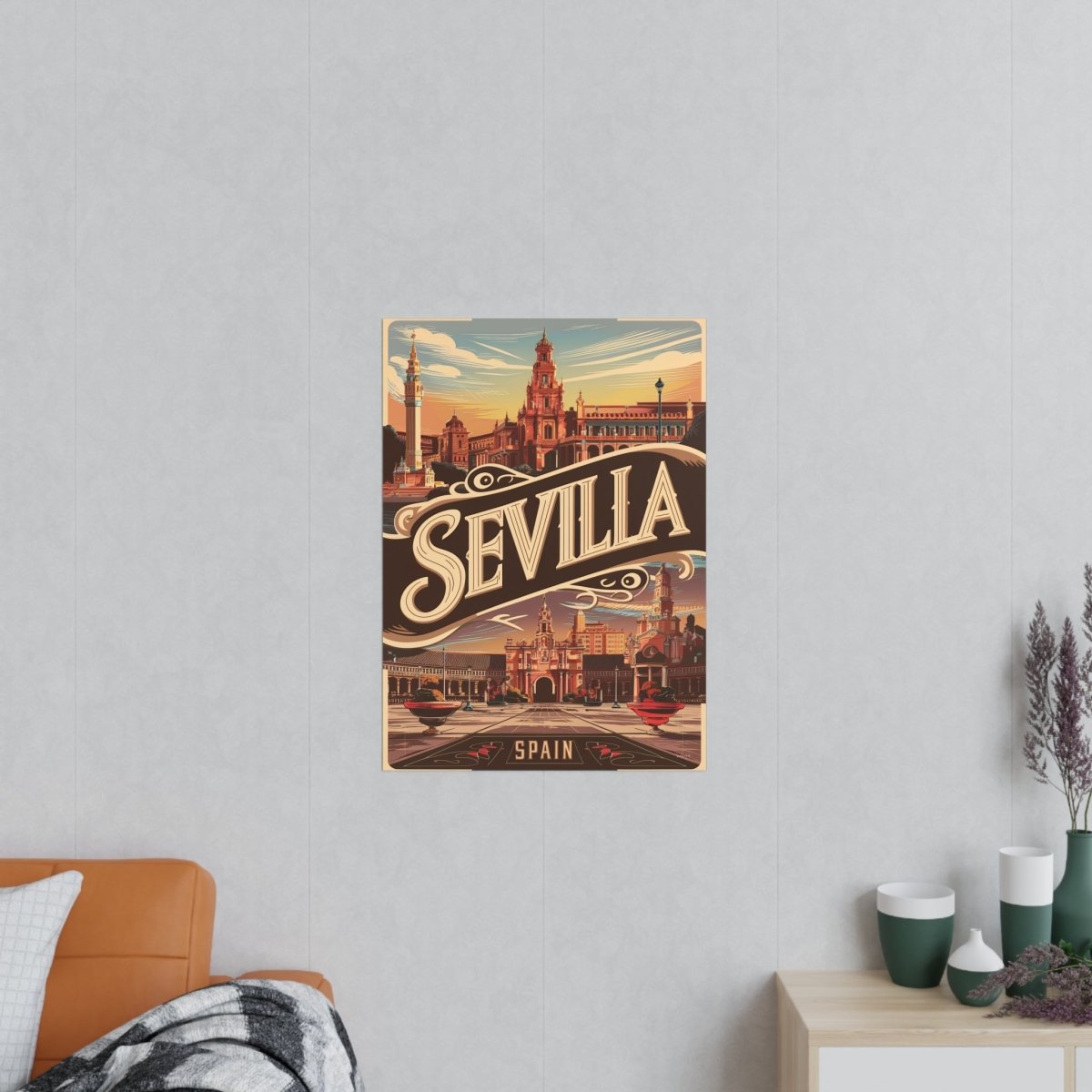 Sevilla Poster - Vintage Reiseposter Spanien Wanddekoration - Poster bei HappyHugPixels