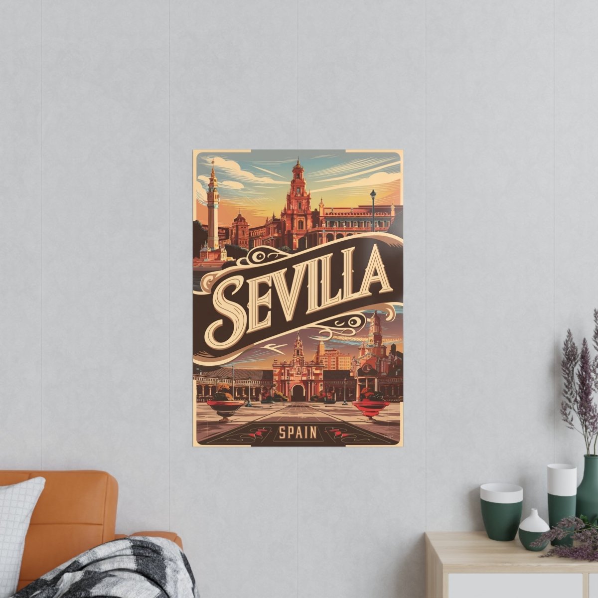 Sevilla Poster - Vintage Reiseposter Spanien Wanddekoration - Poster bei HappyHugPixels