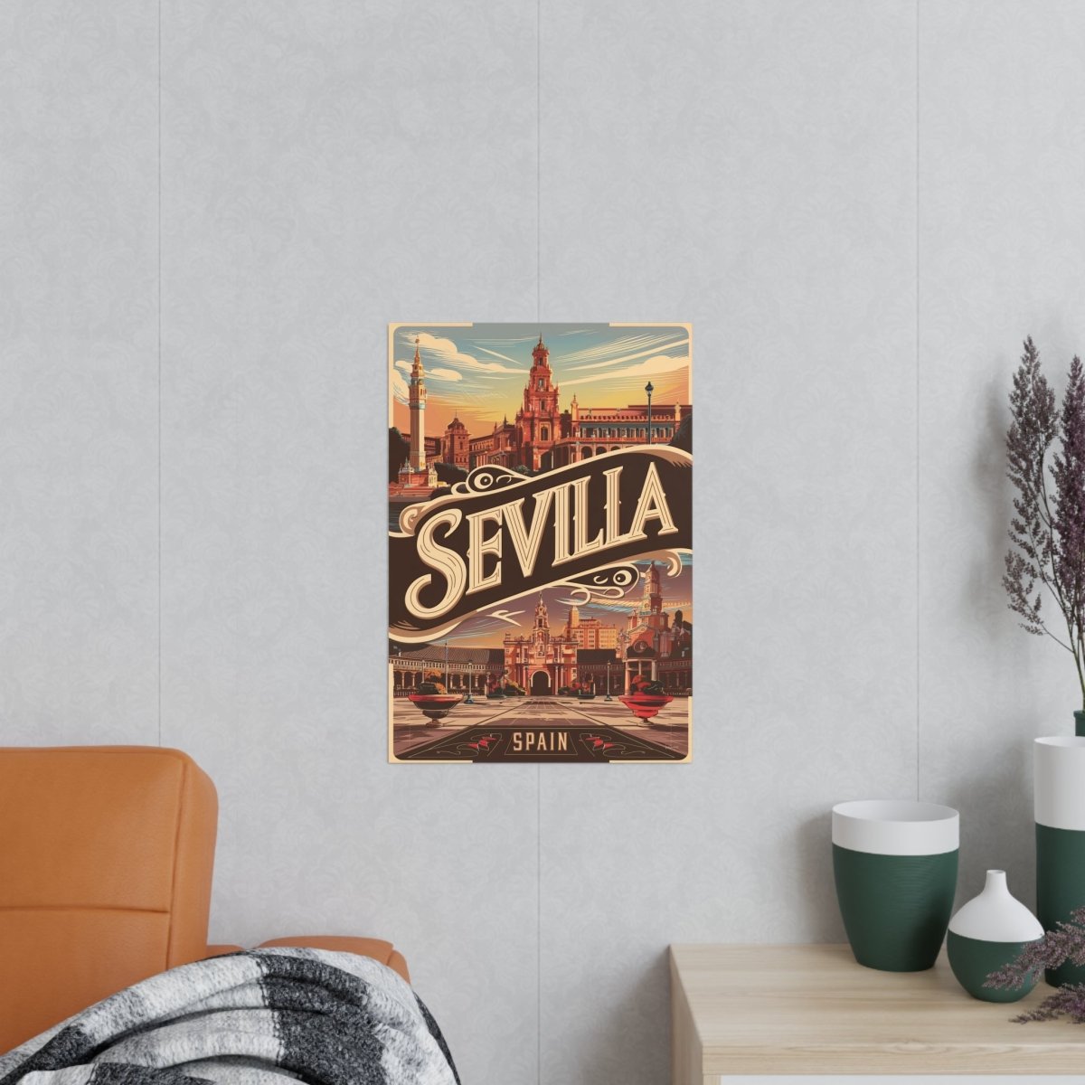 Sevilla Poster - Vintage Reiseposter Spanien Wanddekoration - Poster bei HappyHugPixels