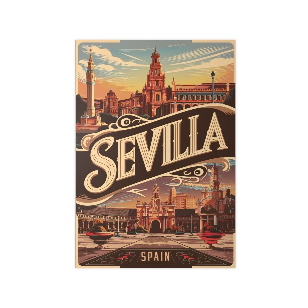 Sevilla Poster - Vintage Reiseposter Spanien Wanddekoration - Poster bei HappyHugPixels