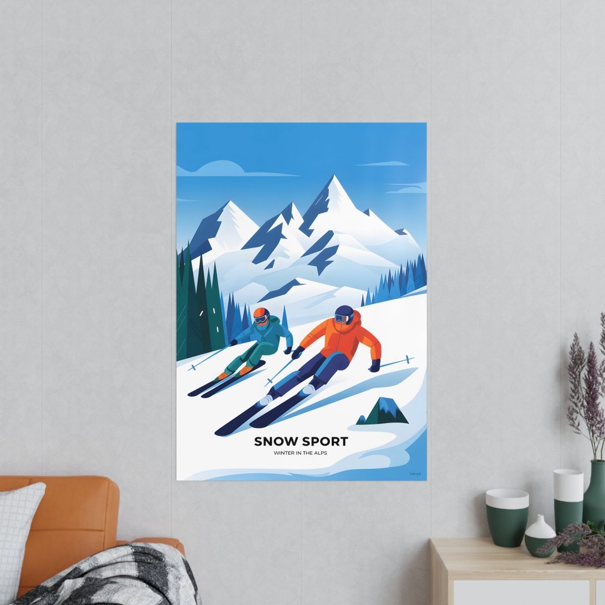 Ski Poster Alpen - Winterlandschaft Kunstdruck Modern - Poster bei HappyHugPixels