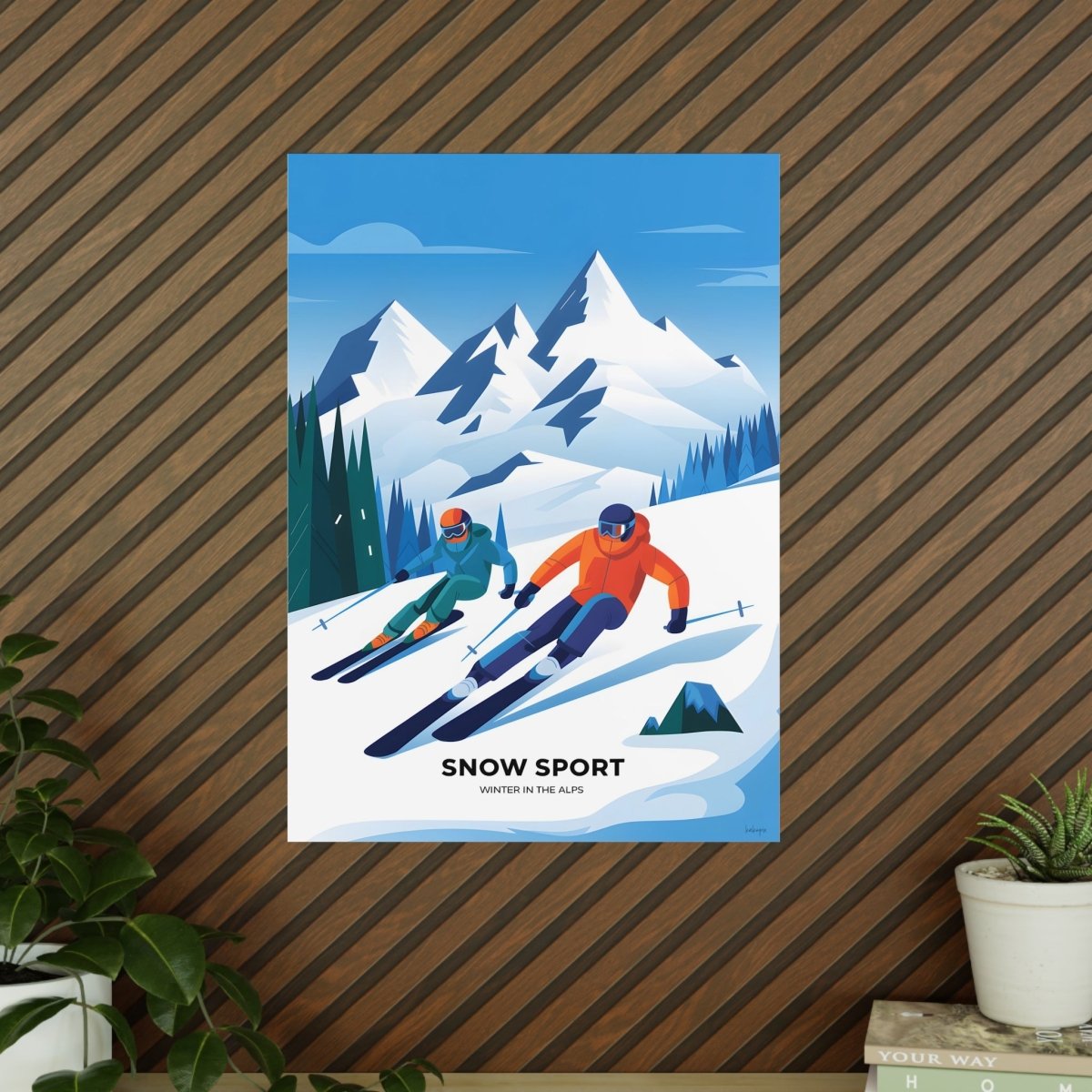 Ski Poster Alpen - Winterlandschaft Kunstdruck Modern - Poster bei HappyHugPixels