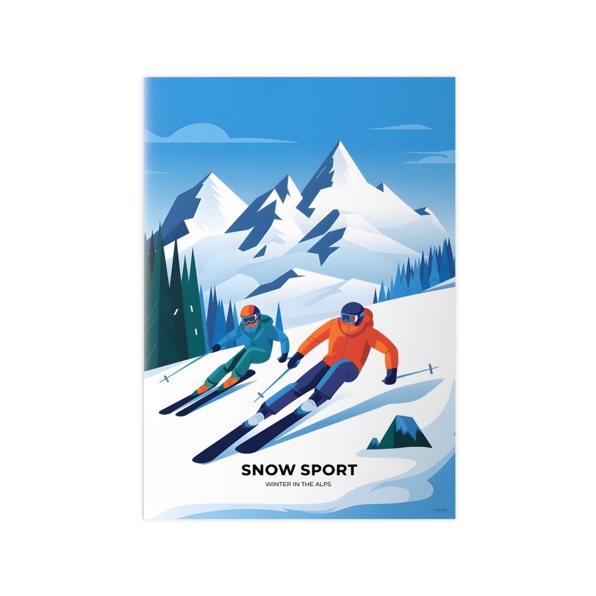 Ski Poster Alpen - Winterlandschaft Kunstdruck Modern - Poster bei HappyHugPixels