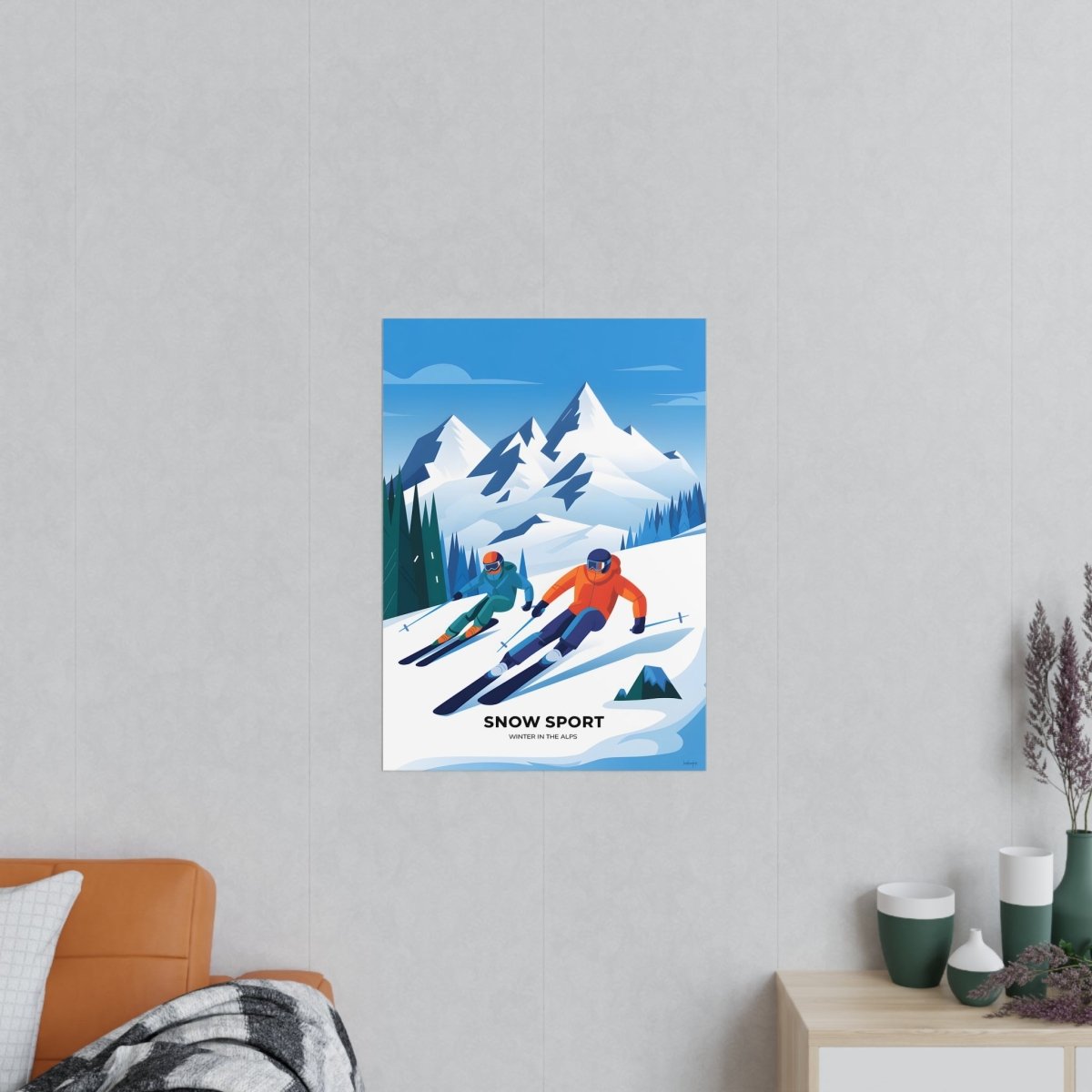 Ski Poster Alpen - Winterlandschaft Kunstdruck Modern - Poster bei HappyHugPixels