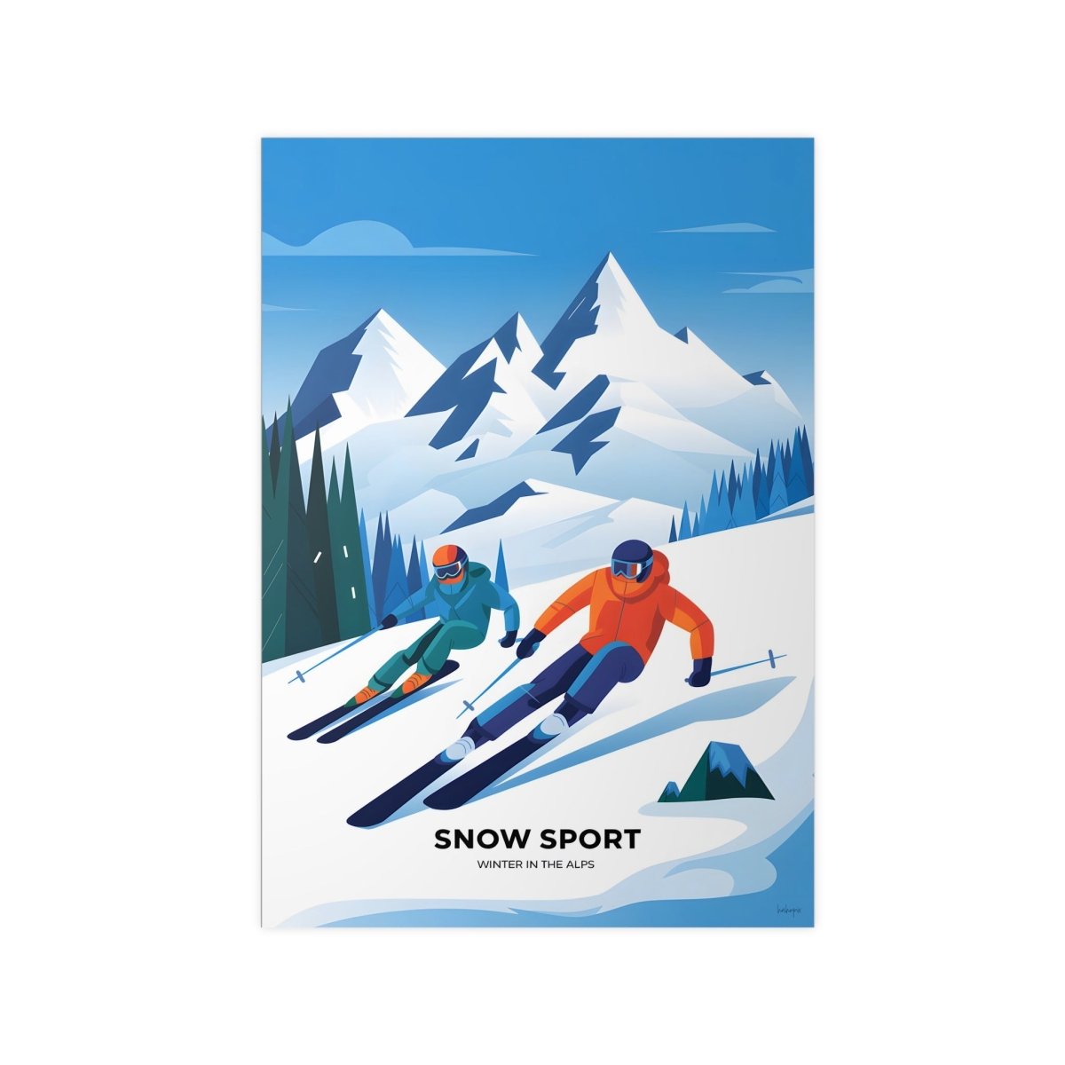 Ski Poster Alpen - Winterlandschaft Kunstdruck Modern - Poster bei HappyHugPixels