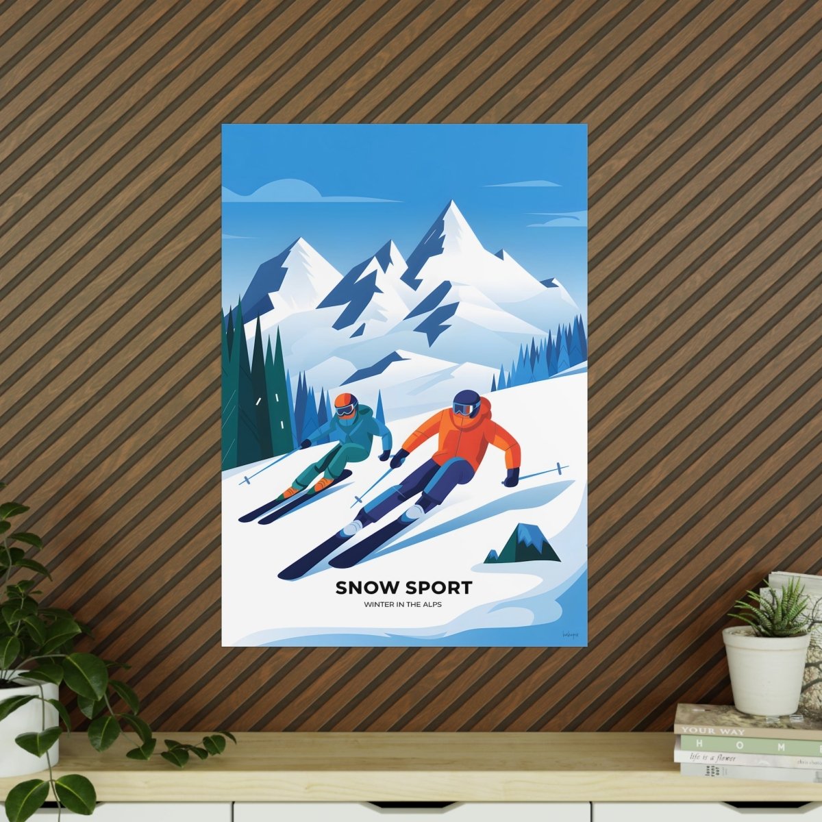 Ski Poster Alpen - Winterlandschaft Kunstdruck Modern - Poster bei HappyHugPixels