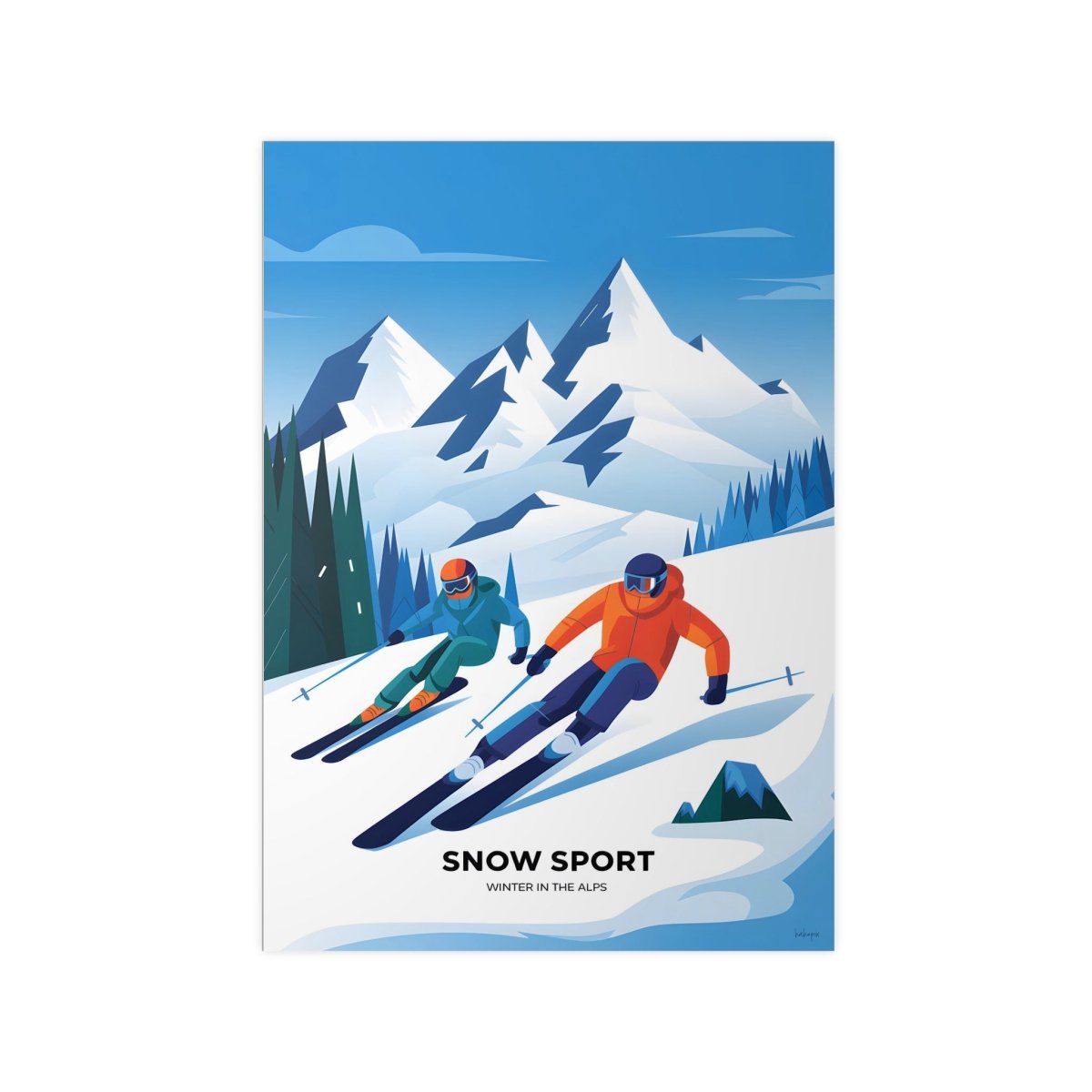 Ski Poster Alpen - Winterlandschaft Kunstdruck Modern - Poster bei HappyHugPixels