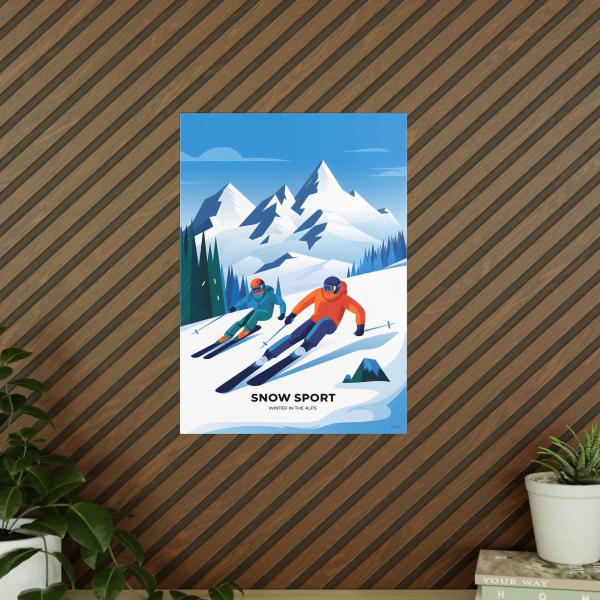 Ski Poster Alpen - Winterlandschaft Kunstdruck Modern - Poster bei HappyHugPixels