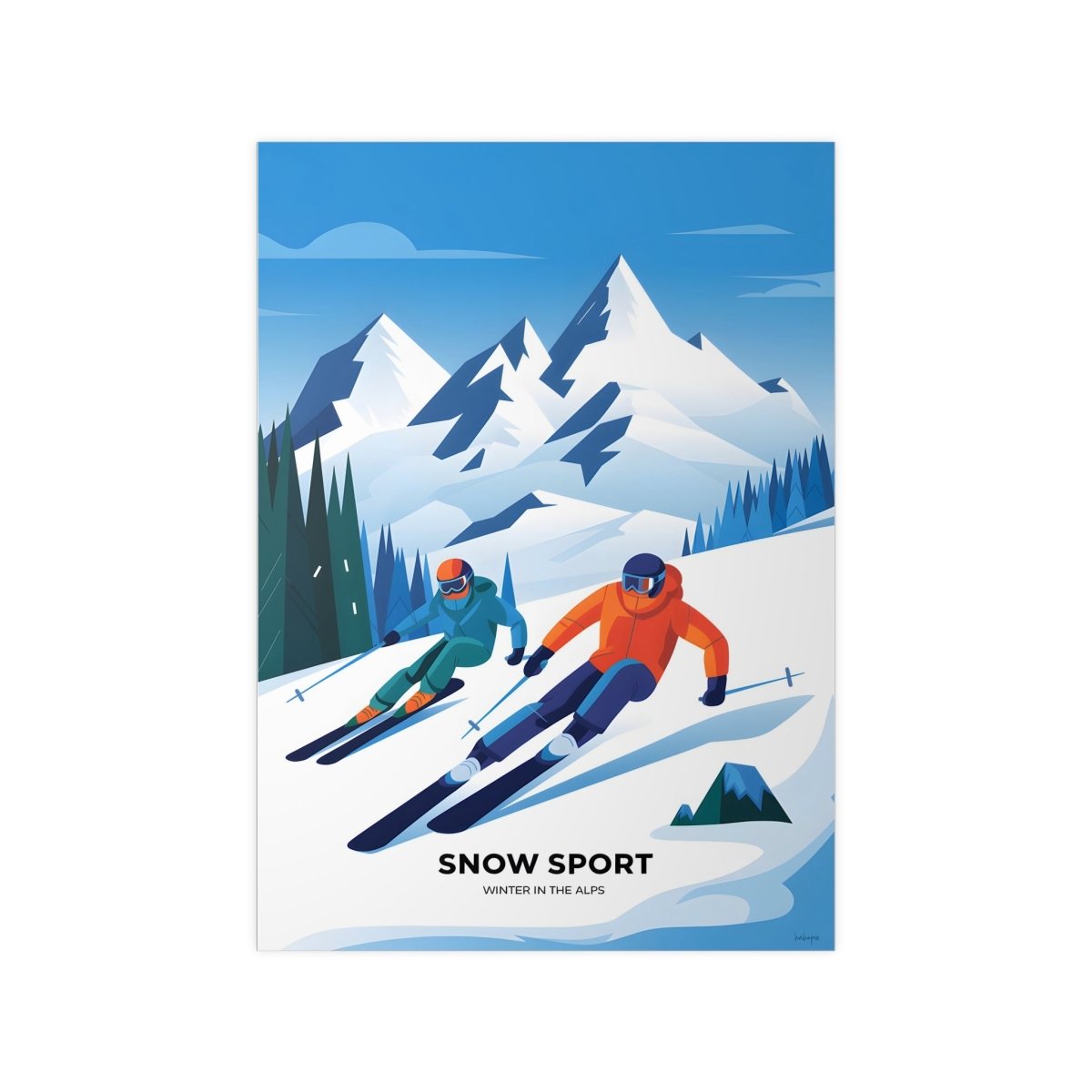 Ski Poster Alpen - Winterlandschaft Kunstdruck Modern - Poster bei HappyHugPixels