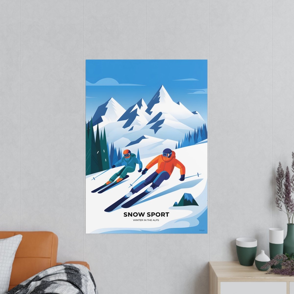 Ski Poster Alpen - Winterlandschaft Kunstdruck Modern - Poster bei HappyHugPixels