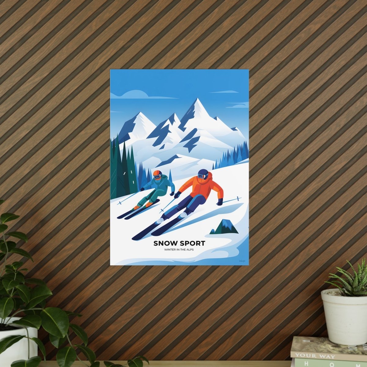 Ski Poster Alpen - Winterlandschaft Kunstdruck Modern - Poster bei HappyHugPixels