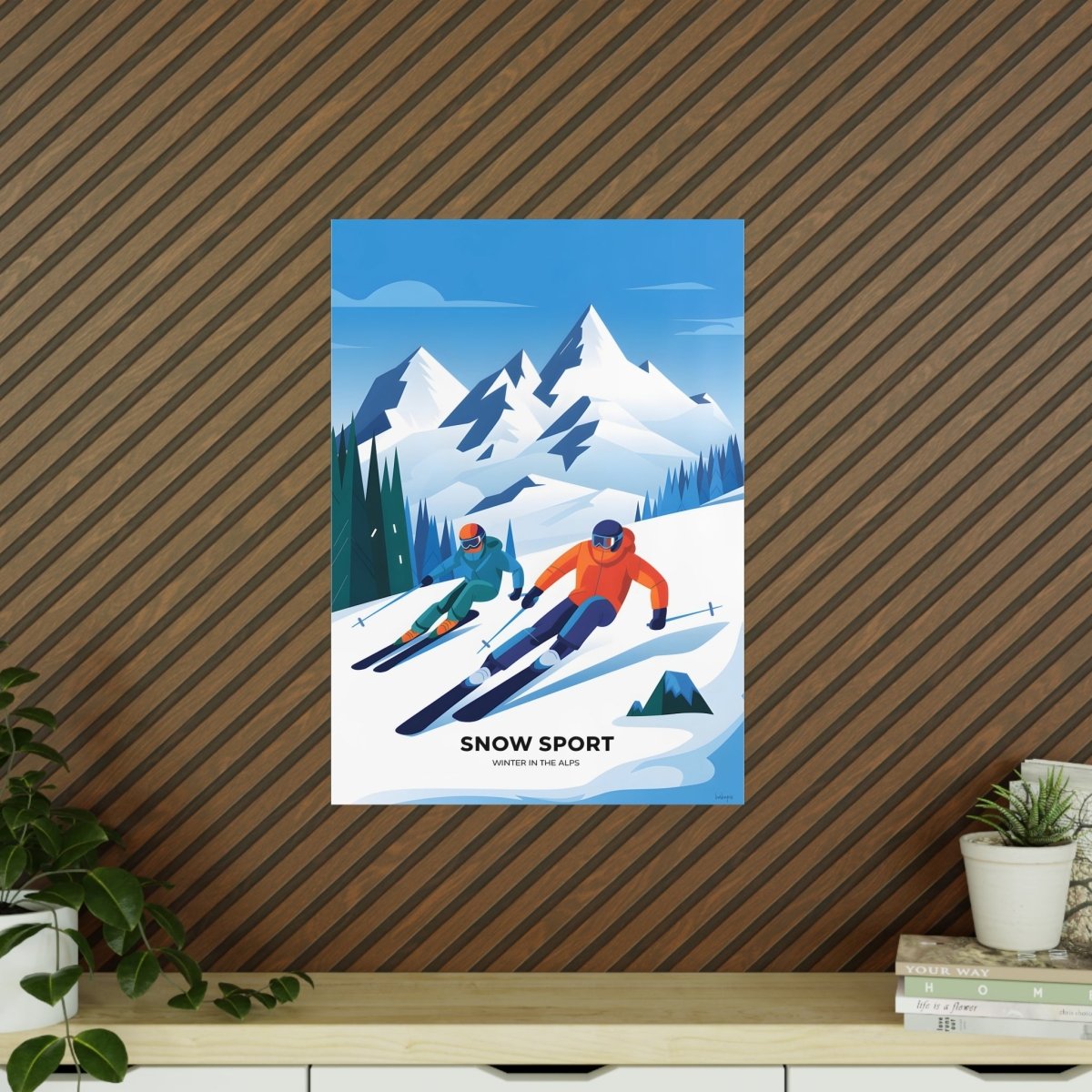 Ski Poster Alpen - Winterlandschaft Kunstdruck Modern - Poster bei HappyHugPixels